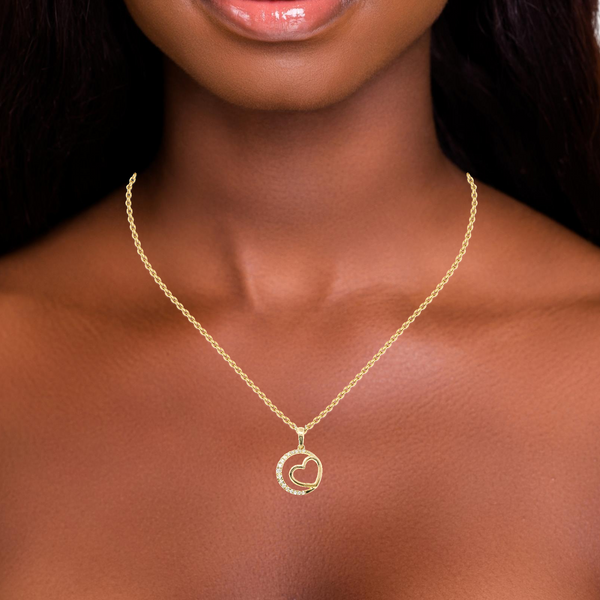 10K Yellow Gold Diamond Heart Pendant Image 2 Venus Jewelers Somerset, NJ