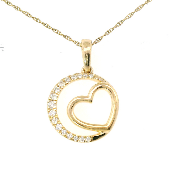 10K Yellow Gold Diamond Heart Pendant Venus Jewelers Somerset, NJ