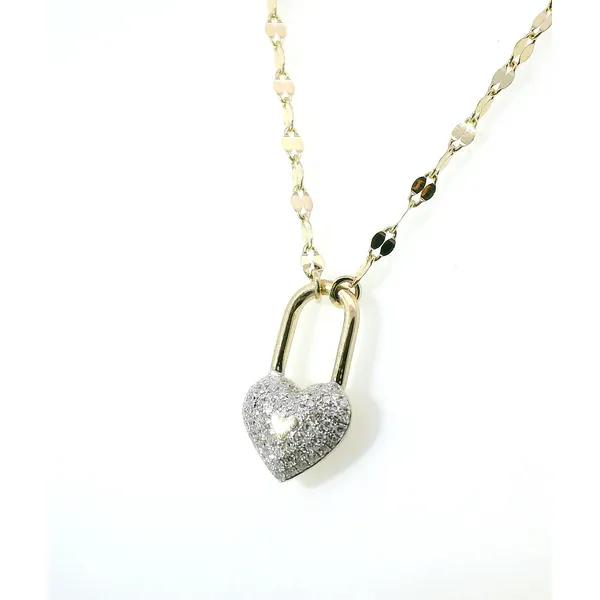 14K Yellow Gold Diamond Heart Lock Pendant – 18