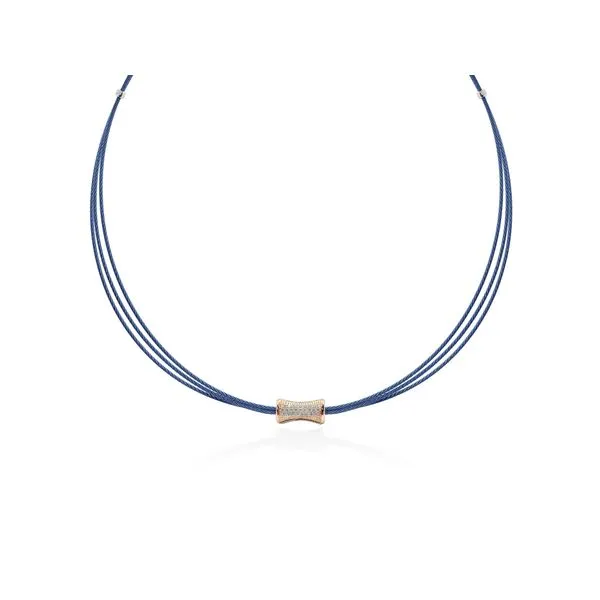 Blueberry Cable Eclipse Necklace with 18kt Rose Gold & Diamonds Venus Jewelers Somerset, NJ