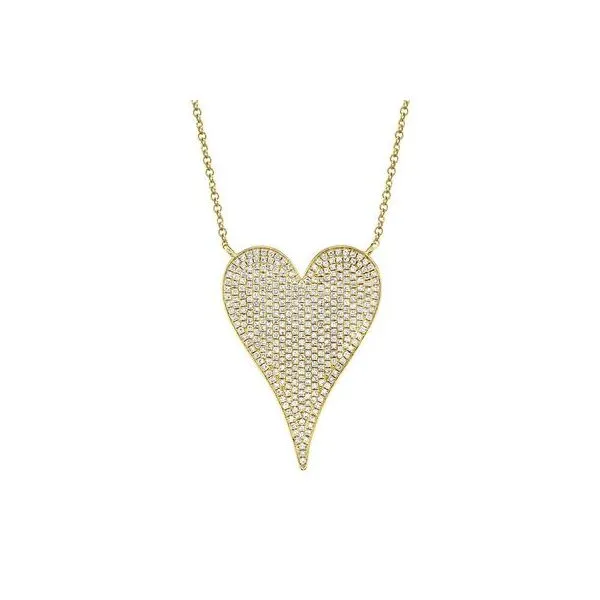 14kt Yellow Gold Diamond Pave Heart Necklace Venus Jewelers Somerset, NJ