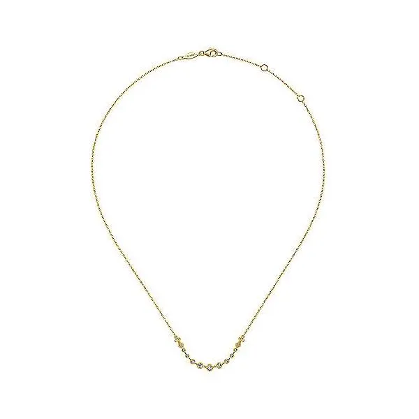 14kt Yellow Milgrain Bezel Set Curved Bar Necklace Image 2 Venus Jewelers Somerset, NJ