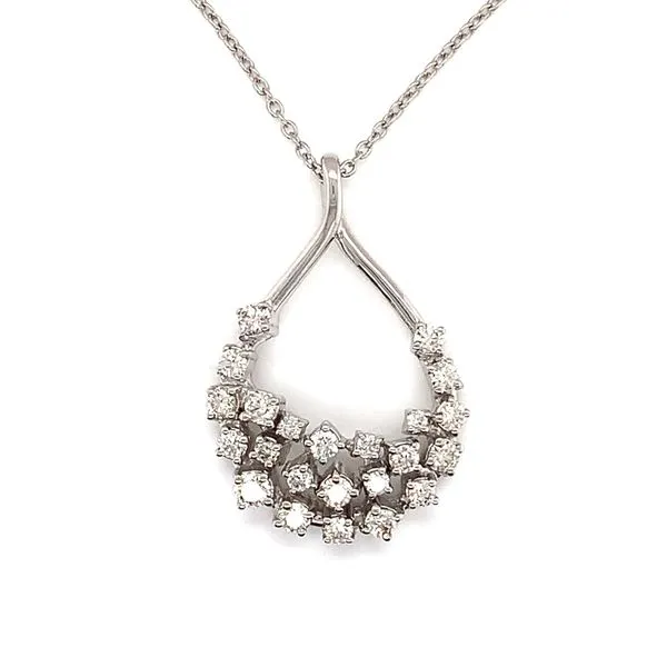 14 Karat White Gold Diamond Teardrop Pendant Venus Jewelers Somerset, NJ