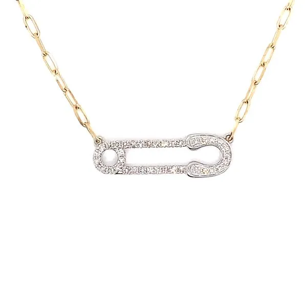14 Karat White Gold Safety Pin Diamond Bar Venus Jewelers Somerset, NJ