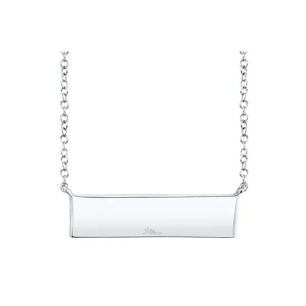 14Kt White Gold Diamond Pave Bar Necklace Image 5 Venus Jewelers Somerset, NJ
