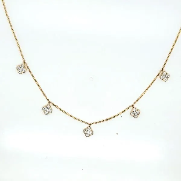 14Kt Yellow Gold and Diamond Quatrefoil Dangle Necklace Venus Jewelers Somerset, NJ