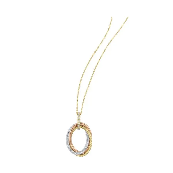 14 Karat Tri-Tone Triple Oval Diamond Necklace Venus Jewelers Somerset, NJ