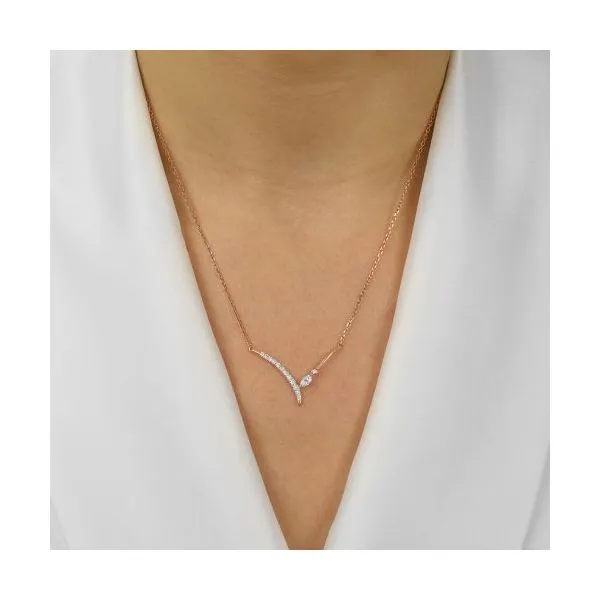 14kt Rose Gold Chevron Diamond Bar Necklace Image 2 Venus Jewelers Somerset, NJ