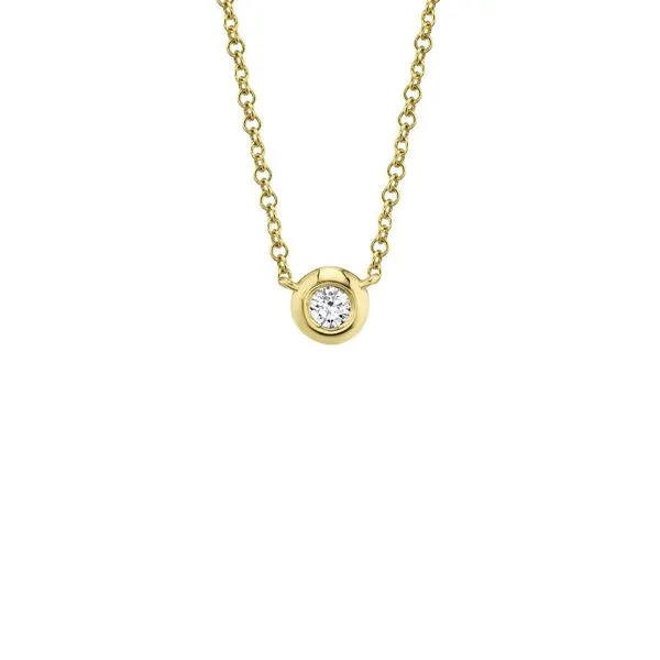 Classic 14k Bezel 1/10ct Diamond Solitaire Necklace Image 2 Venus Jewelers Somerset, NJ