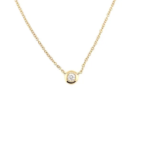 Classic 14k Bezel 1/10ct Diamond Solitaire Necklace Venus Jewelers Somerset, NJ