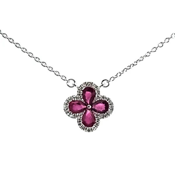 Ruby and Diamond Quatrefoil Necklace Venus Jewelers Somerset, NJ