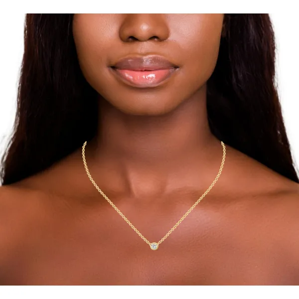 14K Yellow Gold Bezel Set Diamond Necklace – 0.33ct, 18