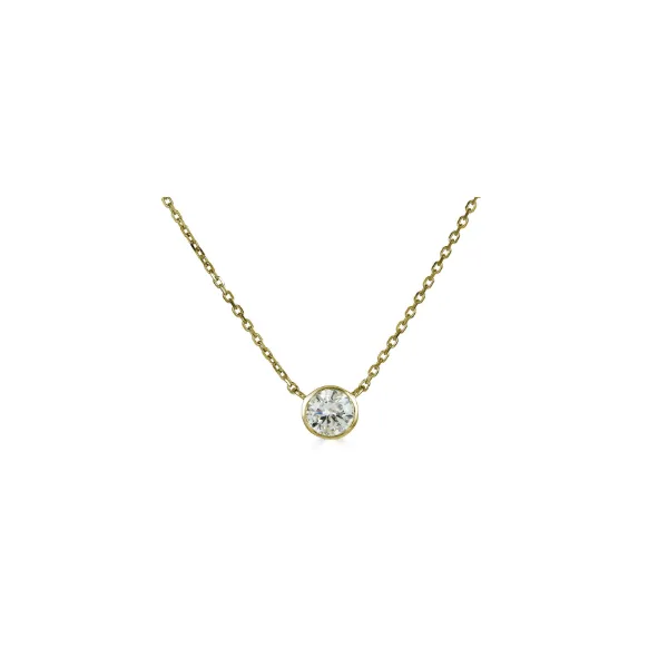 14K Yellow Gold Bezel Set Diamond Necklace – 0.33ct, 18