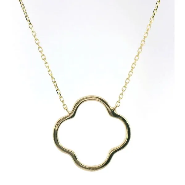 14K Yellow Gold Open Clover Necklace – Elegant 18