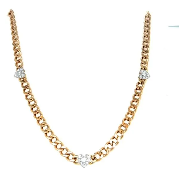 14K Yellow Gold Diamond Heart Curb Necklace – 0.79ctw, 16