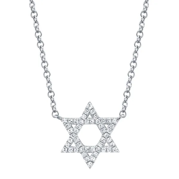 Lady’s 14K White Gold Star of David Necklace – 0.11ctw Round Diamonds Venus Jewelers Somerset, NJ