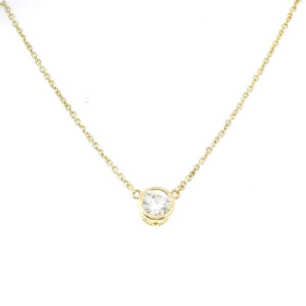 14K Yellow Gold Bezel Set Round Diamond Pendant Necklace – 0.51 CT Image 2 Venus Jewelers Somerset, NJ
