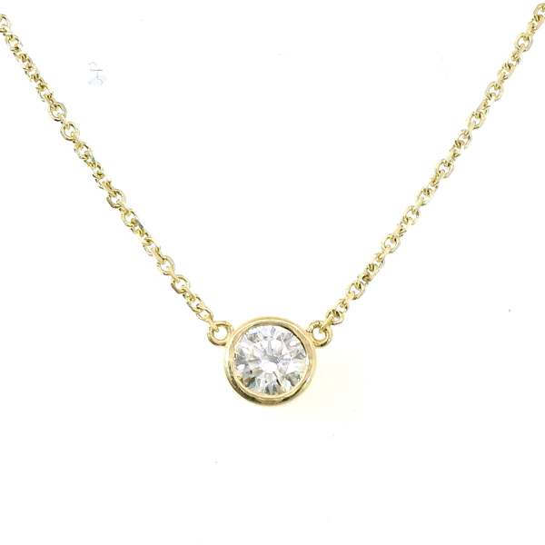 14K Yellow Gold Bezel Set Round Diamond Pendant Necklace – 0.51 CT Venus Jewelers Somerset, NJ