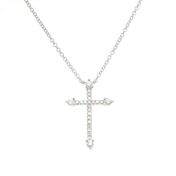 14K White Gold Diamond Cross Necklace – 0.17 CTW Venus Jewelers Somerset, NJ