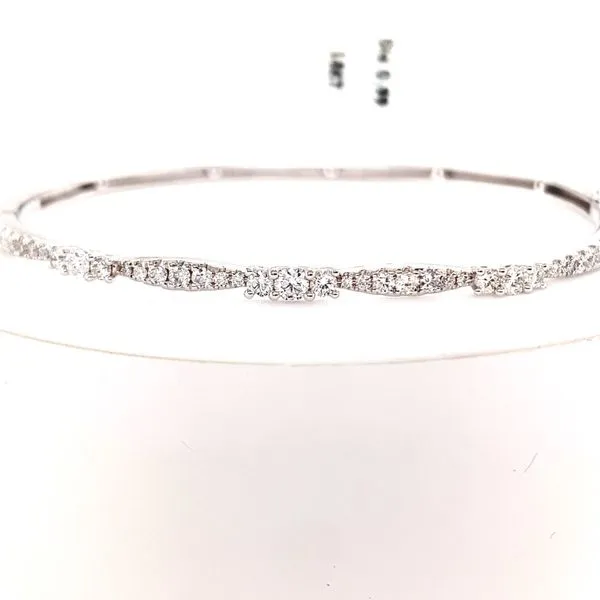 Lady's White 18 Karat Bangle Bracelet With 0.99Tw Venus Jewelers Somerset, NJ