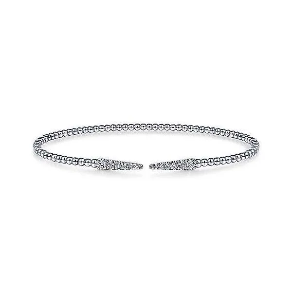 Split 14K White Gold Bujukan Bead Cuff Bracelet with Diamond Spikes Venus Jewelers Somerset, NJ