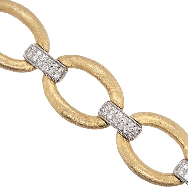 14Kt Yellow Gold Satin Link Diamond Bracelet Image 2 Venus Jewelers Somerset, NJ