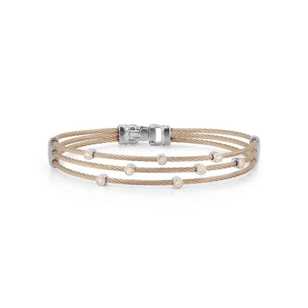 18Kt Rose Gold and Cable 3 Strand Diamond Bracelet Venus Jewelers Somerset, NJ