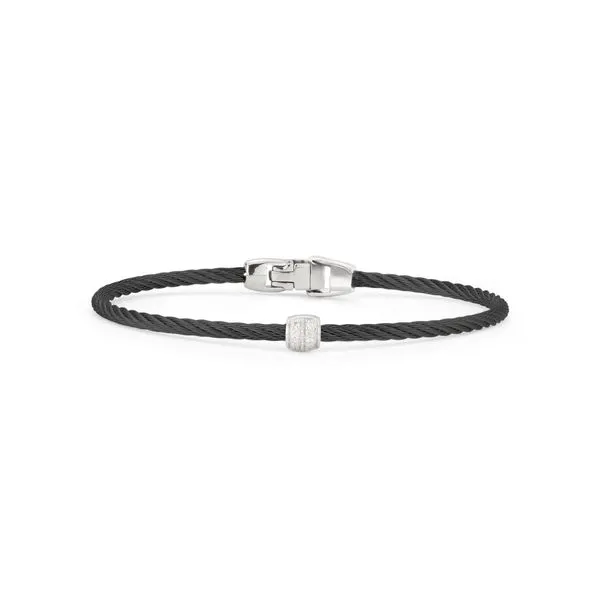 Black Cable Bracelet with 18kt White Gold & Diamonds Venus Jewelers Somerset, NJ