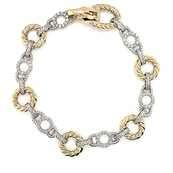 14 Karat Two-Tone Diamond Link Bracelet Venus Jewelers Somerset, NJ
