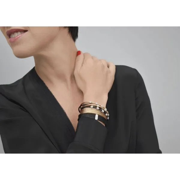 Black Cable Barred Bracelet with 18kt White Gold & Diamonds Image 2 Venus Jewelers Somerset, NJ