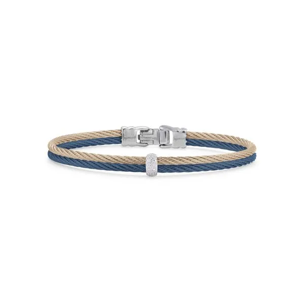 Blueberry & Carnation Cable Fused Bracelet with 18kt White Gold & Diamonds Venus Jewelers Somerset, NJ