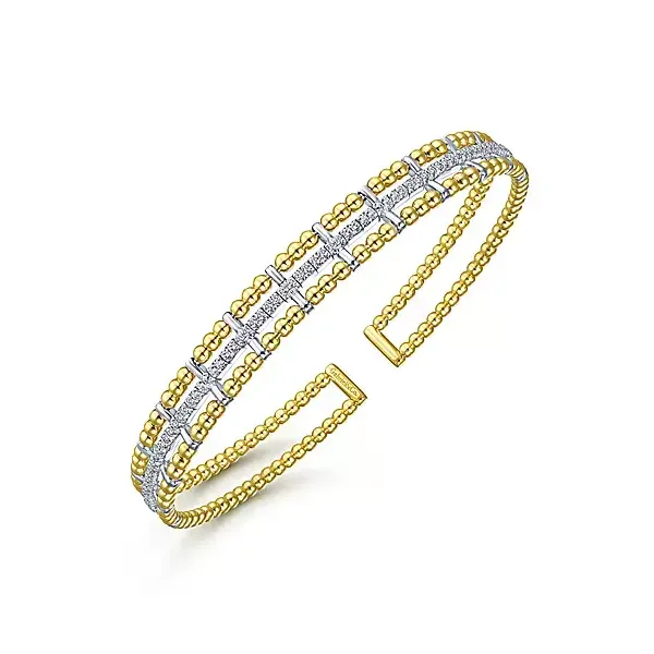 Lady's Two-Tone 14 Karat Bujukan Cuff Bracelet With Inner Diamond Channel Image 2 Venus Jewelers Somerset, NJ