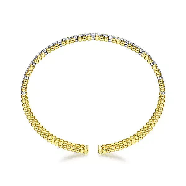 Lady's Two-Tone 14 Karat Bujukan Cuff Bracelet With Inner Diamond Channel Image 3 Venus Jewelers Somerset, NJ