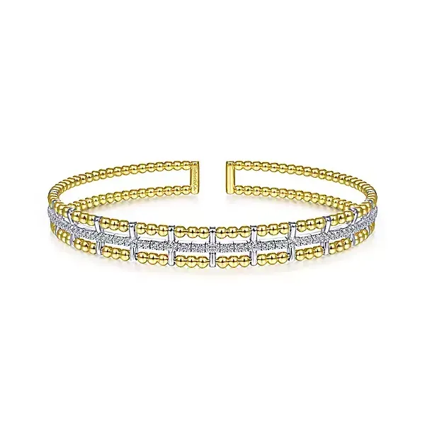 Lady's Two-Tone 14 Karat Bujukan Cuff Bracelet With Inner Diamond Channel Venus Jewelers Somerset, NJ