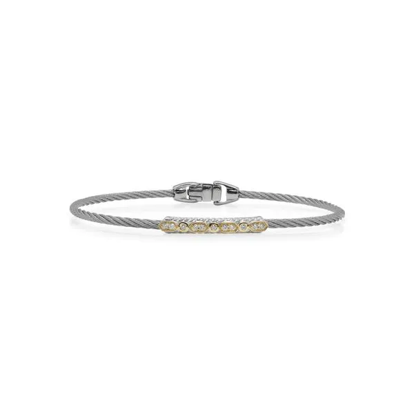 Grey Cable Delicate Twist Bracelet with 18kt Yellow Gold & Diamonds Venus Jewelers Somerset, NJ