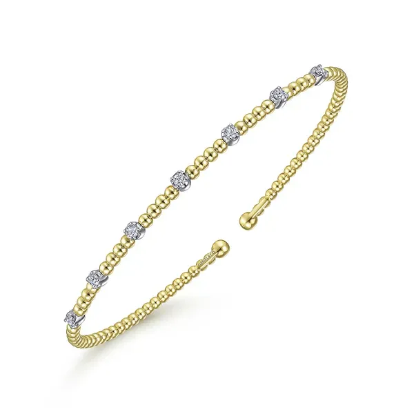 Lady's Yellow 14 Karat Bujukan Bead Cuff Bracelet Image 2 Venus Jewelers Somerset, NJ