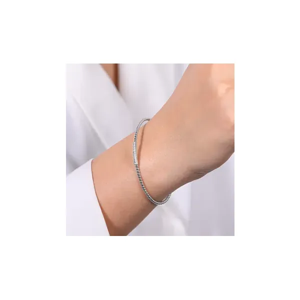 14K White Gold Diamond Bangle Bracelet – 6.5