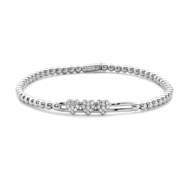 1/4ctw Sliding Heart Flexible 18k White Gold and Diamond Bracelet Venus Jewelers Somerset, NJ