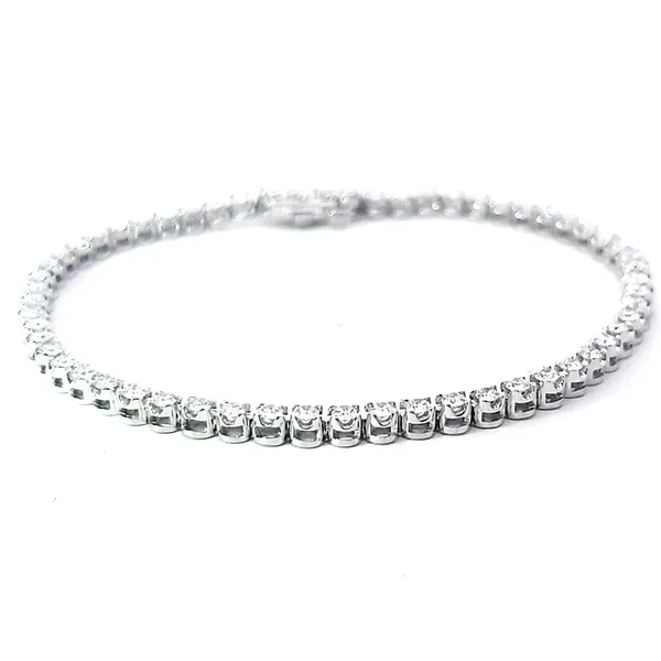 Lady's White Gold 14 Karat Tennis Bracelet - 7