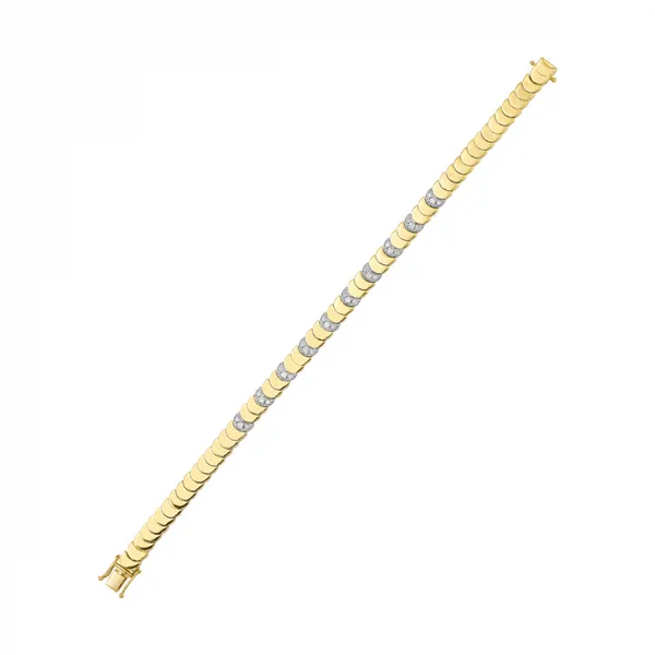 Lady's 14K Yellow Gold Fancy Link Bracelet with Round Diamonds Image 4 Venus Jewelers Somerset, NJ