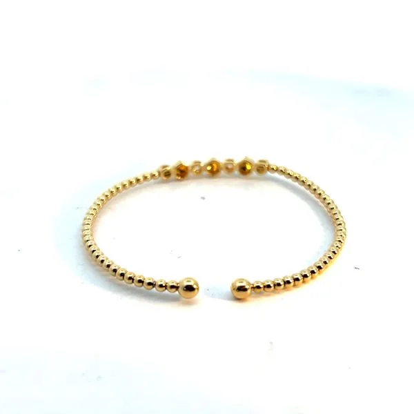 Lady's 14K Yellow Gold Geometric Bangle Bracelet with Round Diamonds Image 3 Venus Jewelers Somerset, NJ