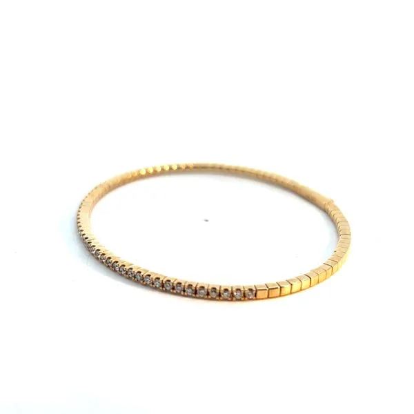 Lady's 14K Yellow Gold Bangle Bracelet with Round Diamonds Image 2 Venus Jewelers Somerset, NJ