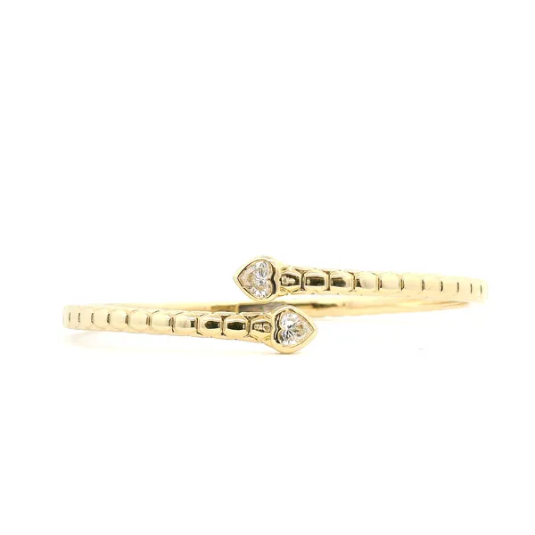 14K Yellow Gold Diamond Hearts Bangle Bracelet – Open Wrap Design Venus Jewelers Somerset, NJ