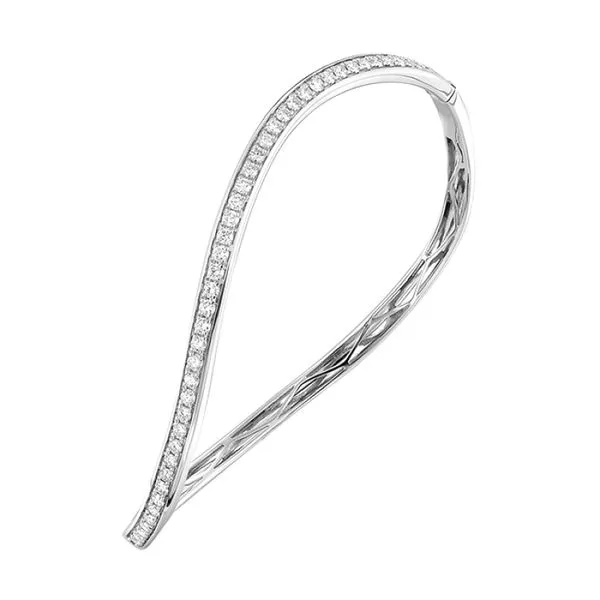 14K White Gold Twisted Diamond Bangle Bracelet – 0.75ctw Round Diamonds Image 3 Venus Jewelers Somerset, NJ