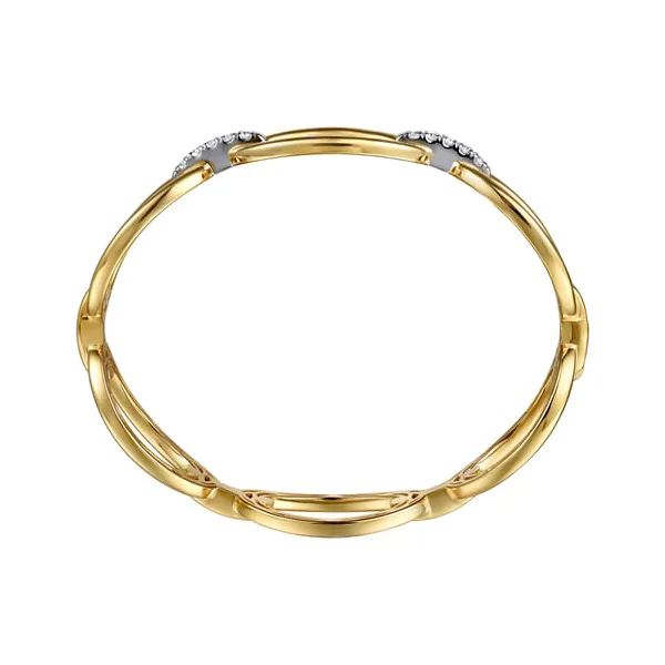 14K Yellow And White Gold Diamond Link Bangle Bracelet Image 2 Venus Jewelers Somerset, NJ