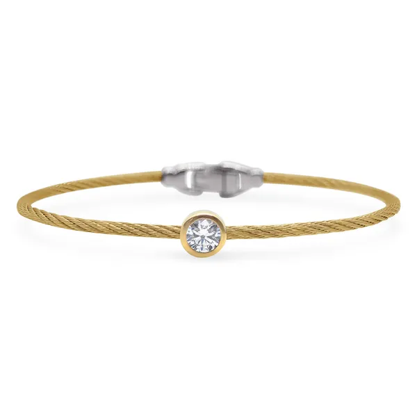 Yellow Stainless Steel & 14K Gold Diamond Bangle Bracelet – 0.50ct Lab-Grown Diamond (7