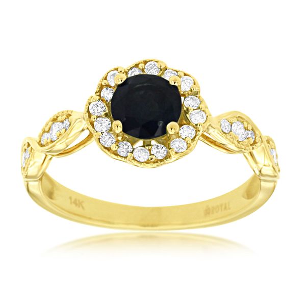14Kt Yellow Gold Sapphire and Diamond Halo Ring Venus Jewelers Somerset, NJ