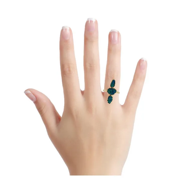 Yellow 14K Three-Stone Ring with Australian Opals – Size 7 Image 2 Venus Jewelers Somerset, NJ