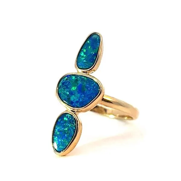 Yellow 14K Three-Stone Ring with Australian Opals – Size 7 Venus Jewelers Somerset, NJ