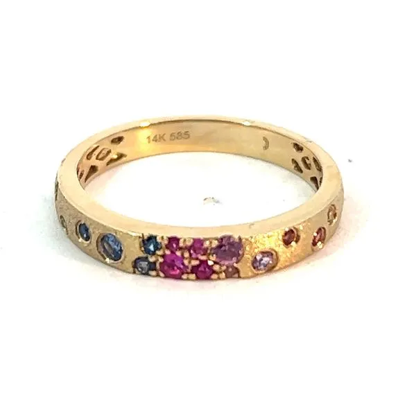 Yellow 14K Satin Stackable Ring with 0.30Tw Sapphires – Size 6.5 Venus Jewelers Somerset, NJ